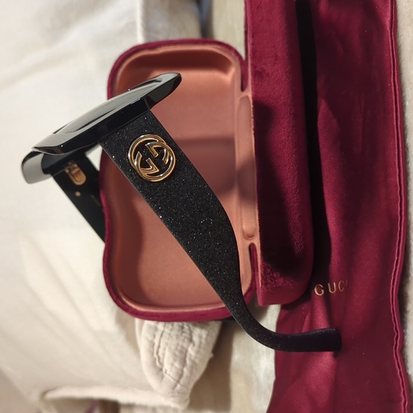 GUCCI Square Glitter Frame Sunglasses - Black - GG0102S - Picture 5 of 12